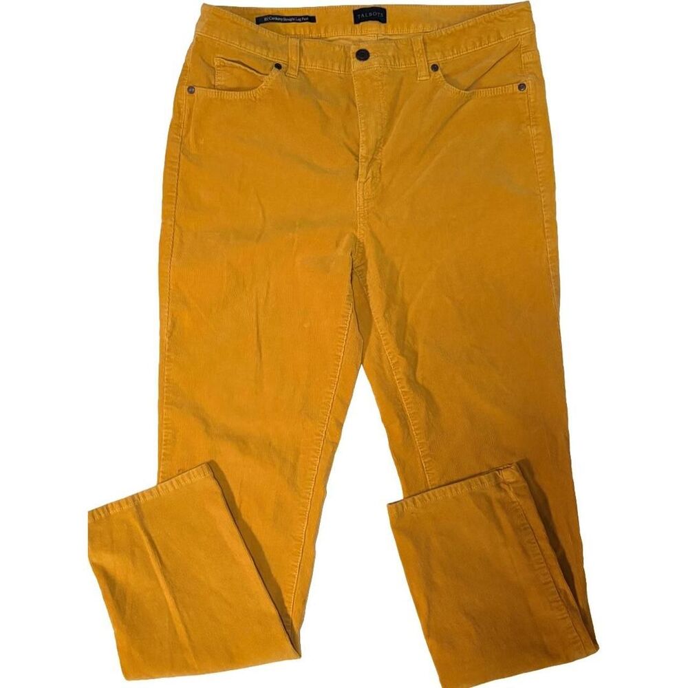 Talbots Mustard Yellow Corduroy Straight Leg Pants Size 10 - Picture 2 of 6
